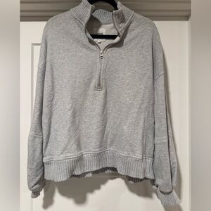 Aerie Light Gray Zip-Up Sweater